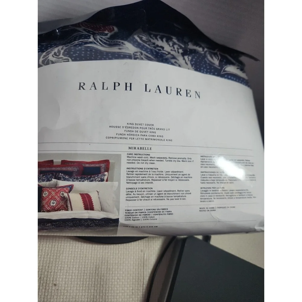 Ralph Lauren Mirabelle King Duvet Cover Floral Indigo Blue 108 x 96  NEW Luxury